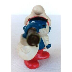 Vintage Papa Smurf Sea Captain Telescope PVC Figure Schleich Peyo